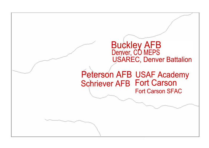 Map of Colorado locating Military Installation